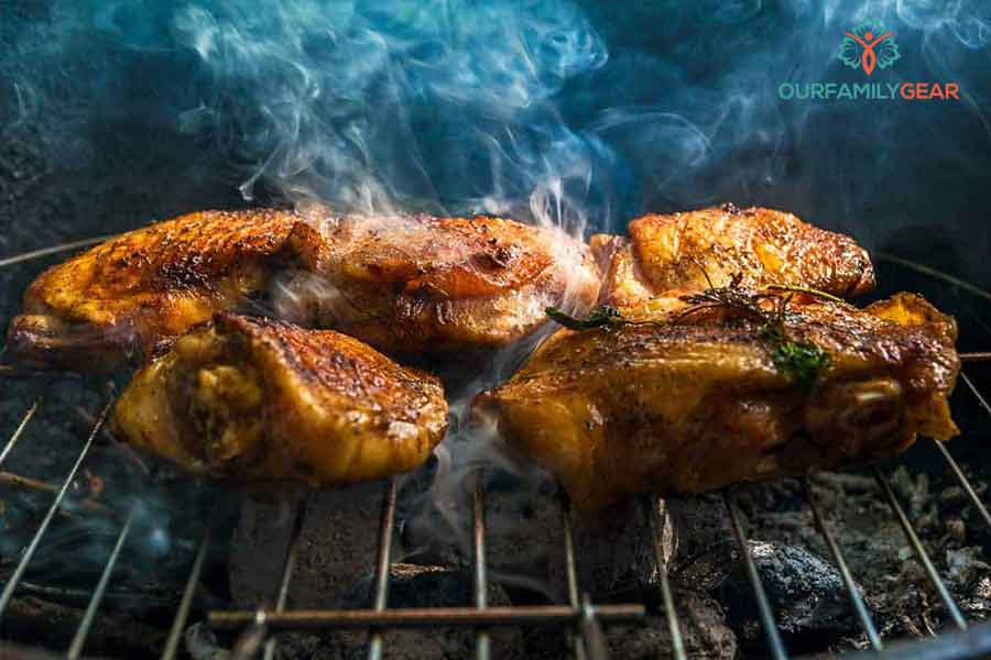 what is the correct cooking temperature for barbecued chicken at an outdoor event