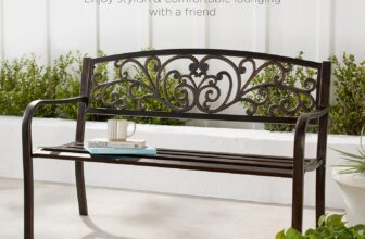 Best Choice Products Outdoor Bench Steel Garden Patio Porch Furniture