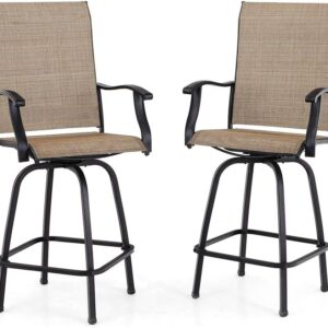 Wonderful PHI VILLA Outdoor Swivel Bar Stools Set