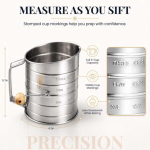 Bellemain Stainless Steel Flour Sifter with Hand Crank