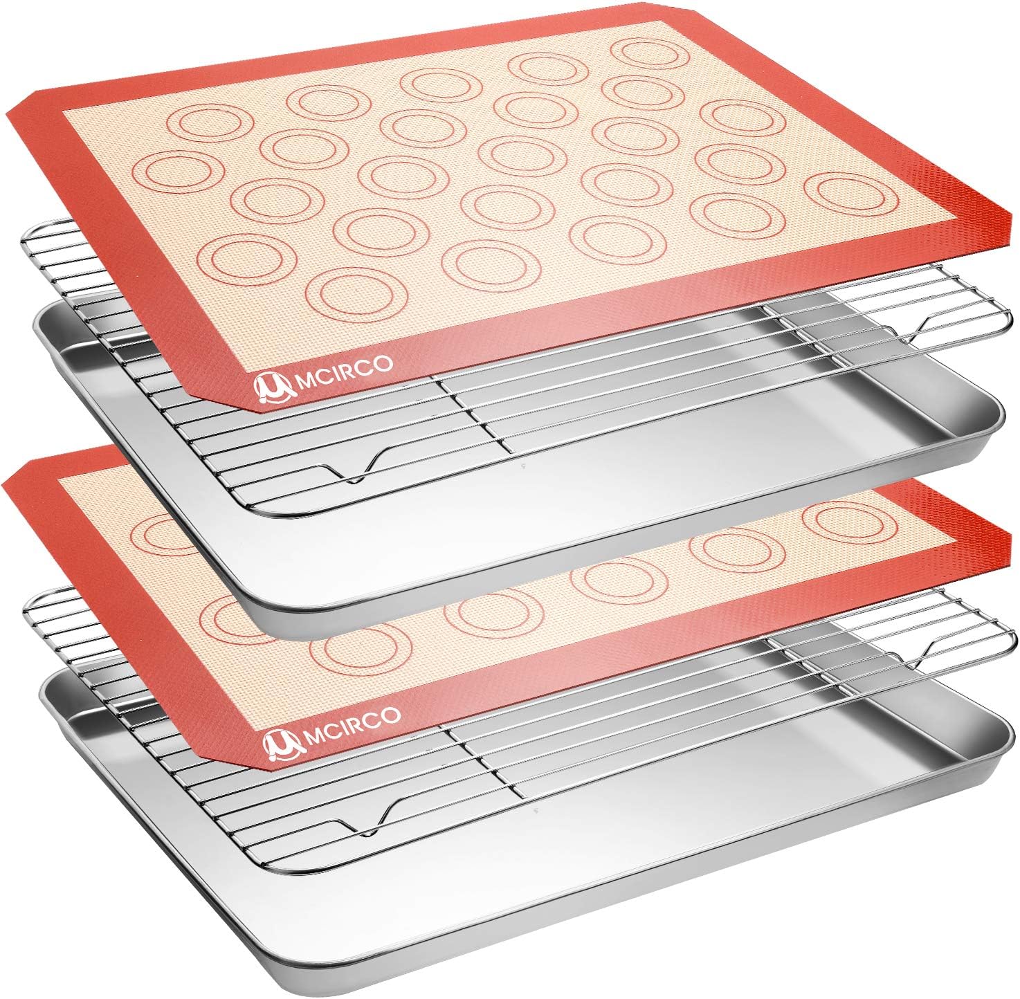 M MCIRCO 6-Piece Baking Sheet Set with Cooling Rack & Baking Mats M MCIRCO 6-Piece Baking Sheet Set with Cooling Rack & Baking Mats