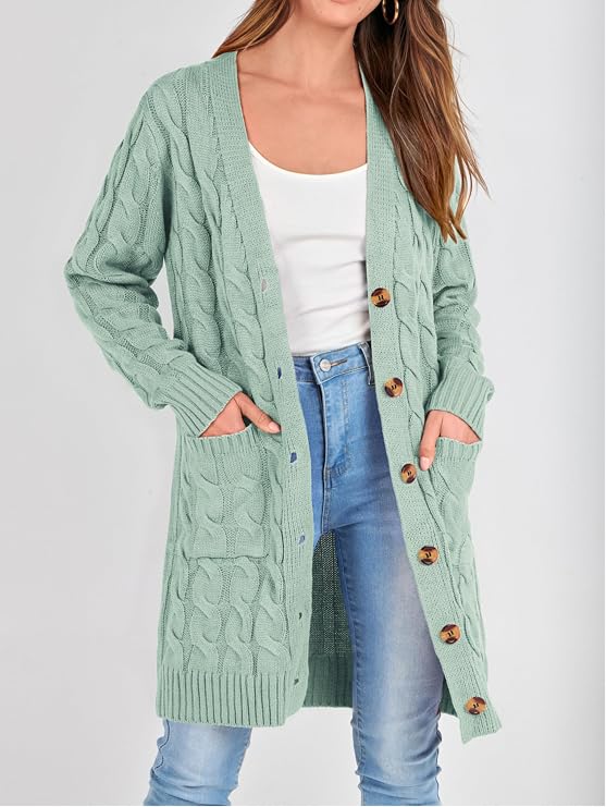 Women’s Cable Knit Long Cardigan Sweater Women’s Cable Knit Long Cardigan Sweater