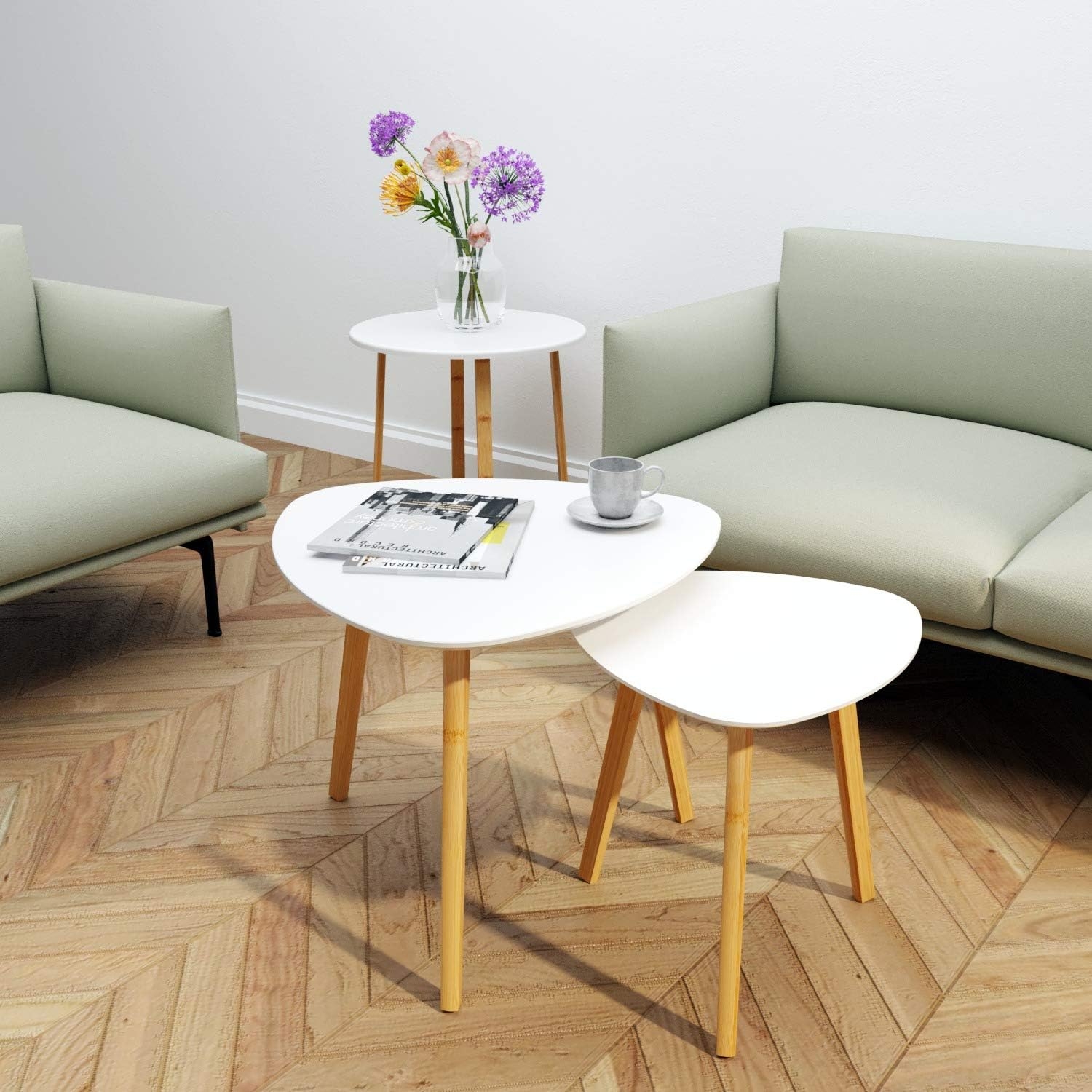 Great quality BAMEOS Bamboo Nesting Triangle End Table
