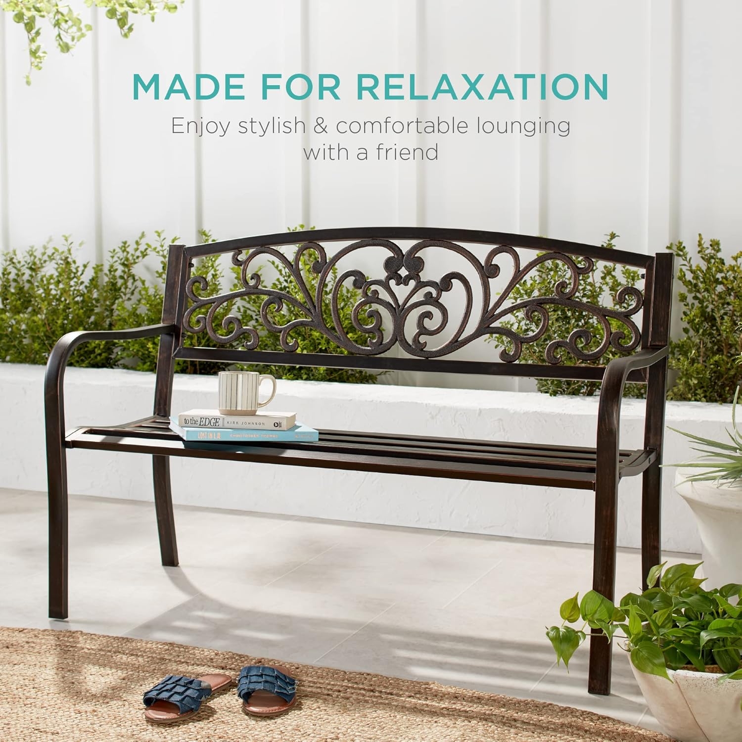 Best Choice Products Outdoor Bench Steel Garden Patio Porch Furniture