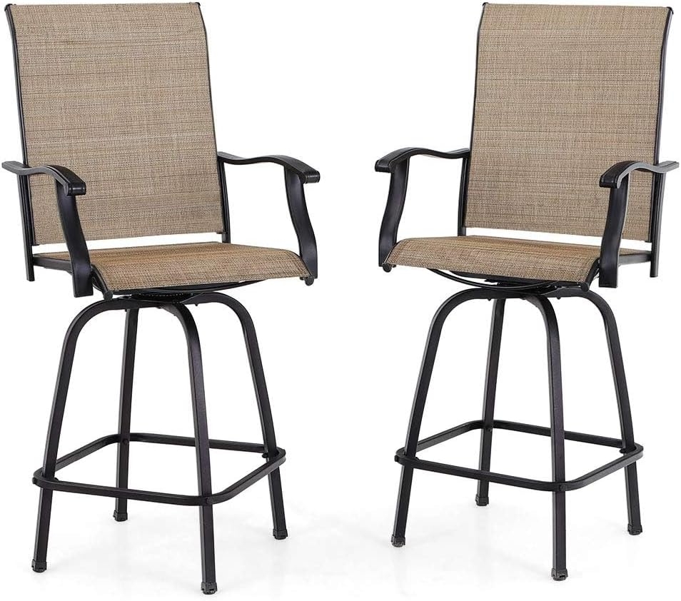 Wonderful PHI VILLA Outdoor Swivel Bar Stools Set
