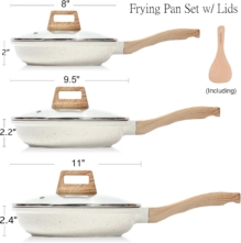 ESLITE LIFE Ceramic Nonstick Frying Pan Set with Lids