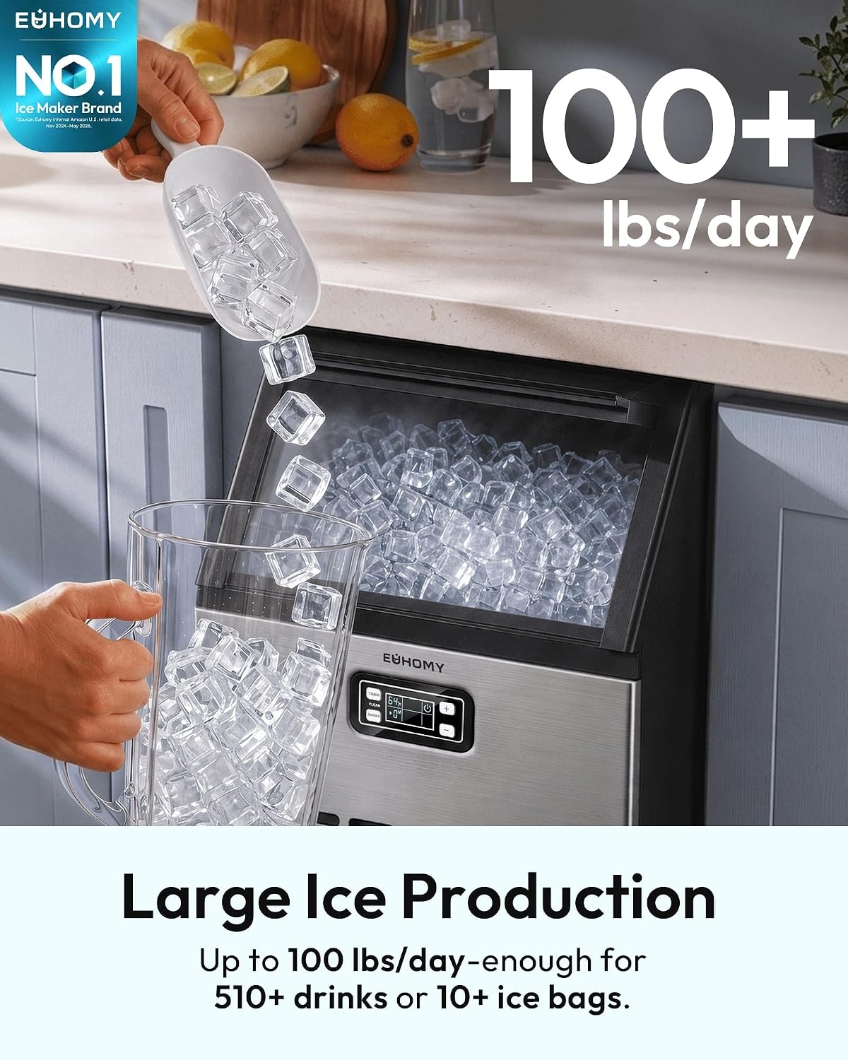 EUHOMY Commercial Ice Maker Machine