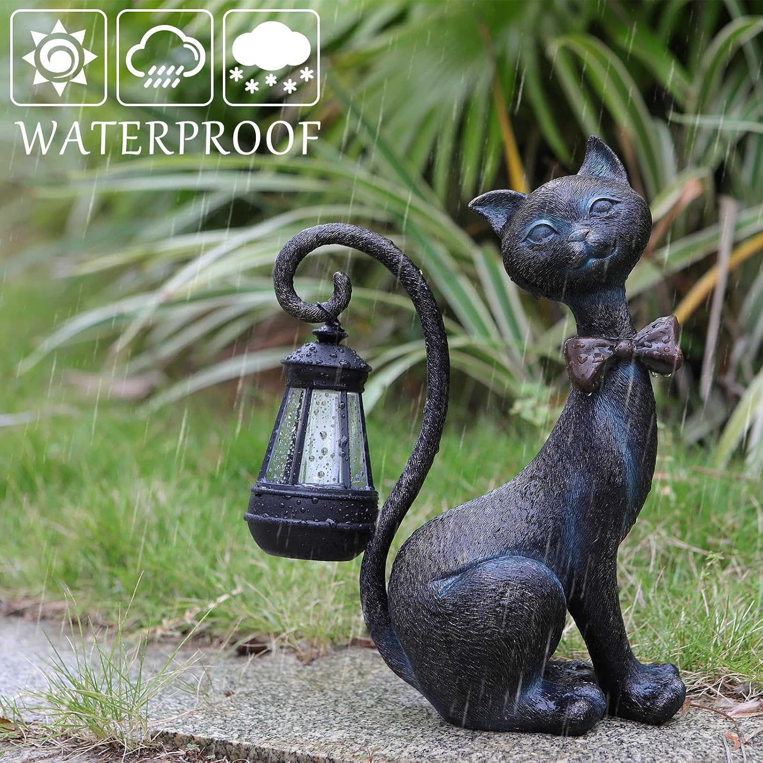 Garden Statue with Lantern Light for Outdoor