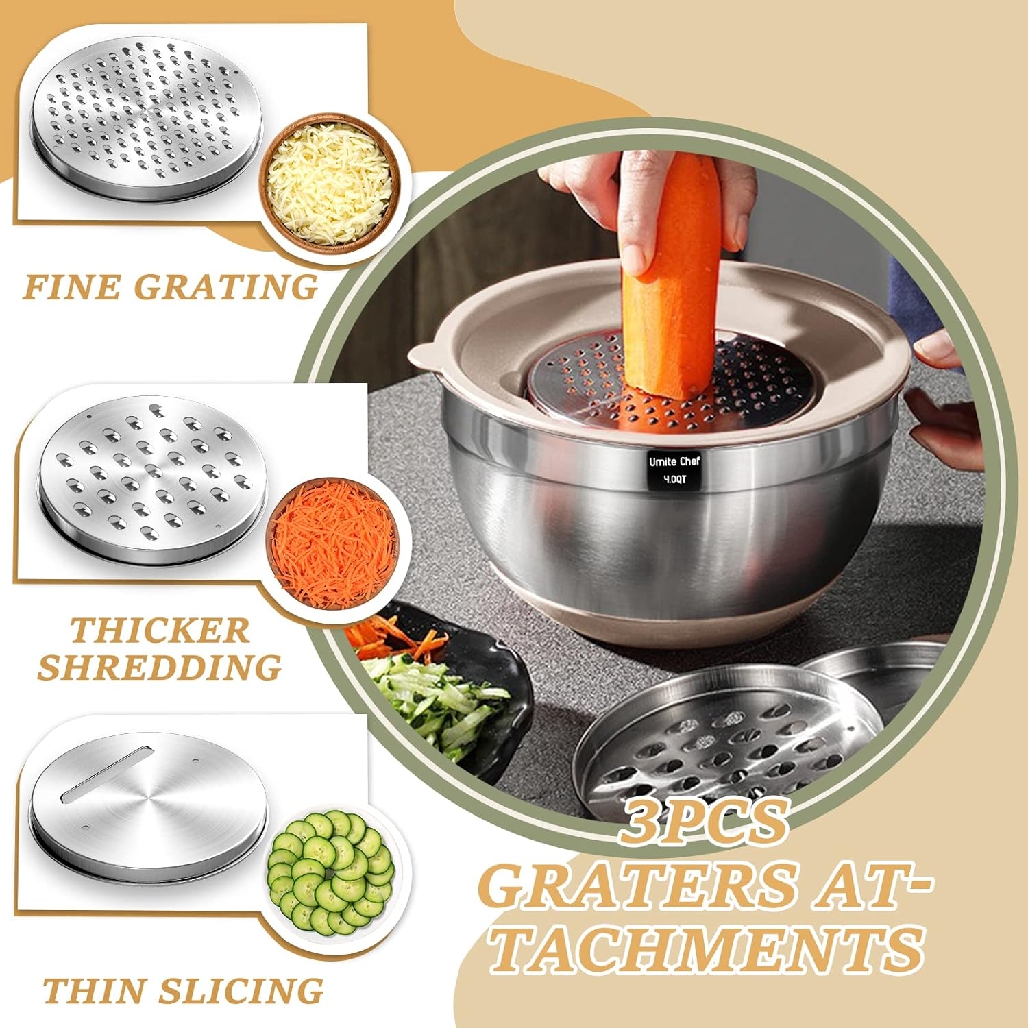 Stainless Steel Mixing Bowls Set with Airtight Lids