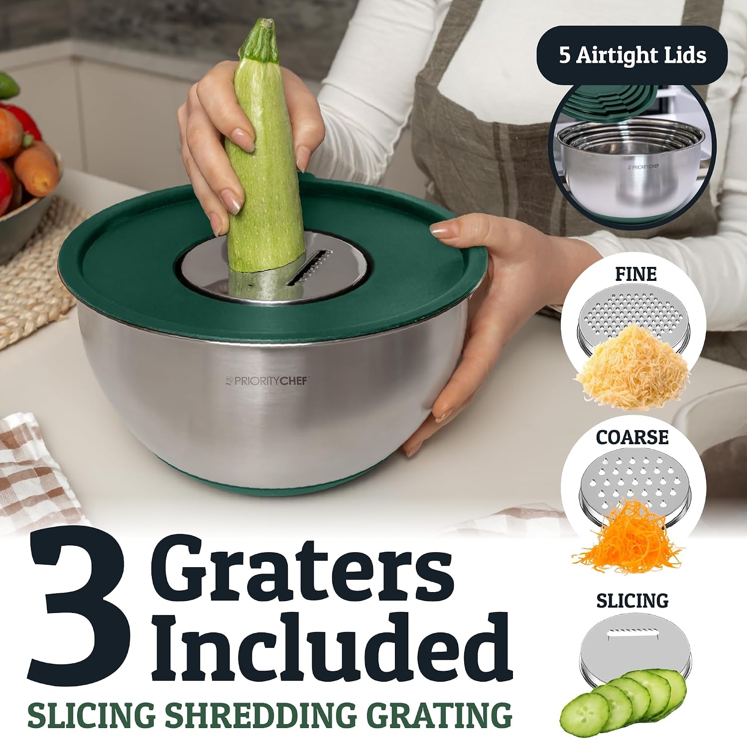 Stainless Steel Mixing Bowls with Lids Set
